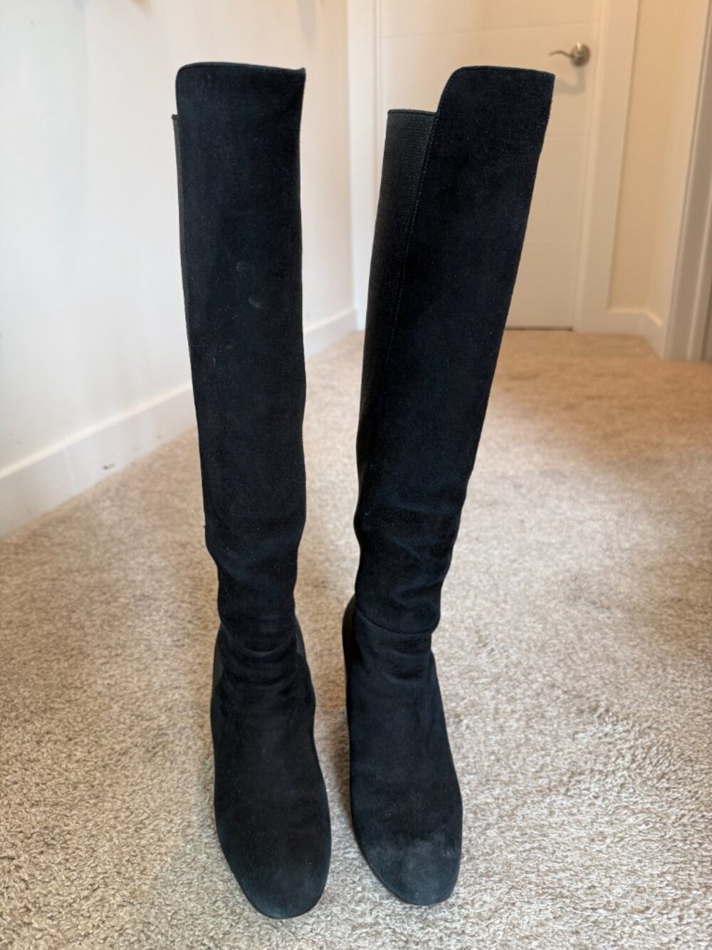 Carlo Pazolini Black Stretch Leather Knee-High Boots Sz 36